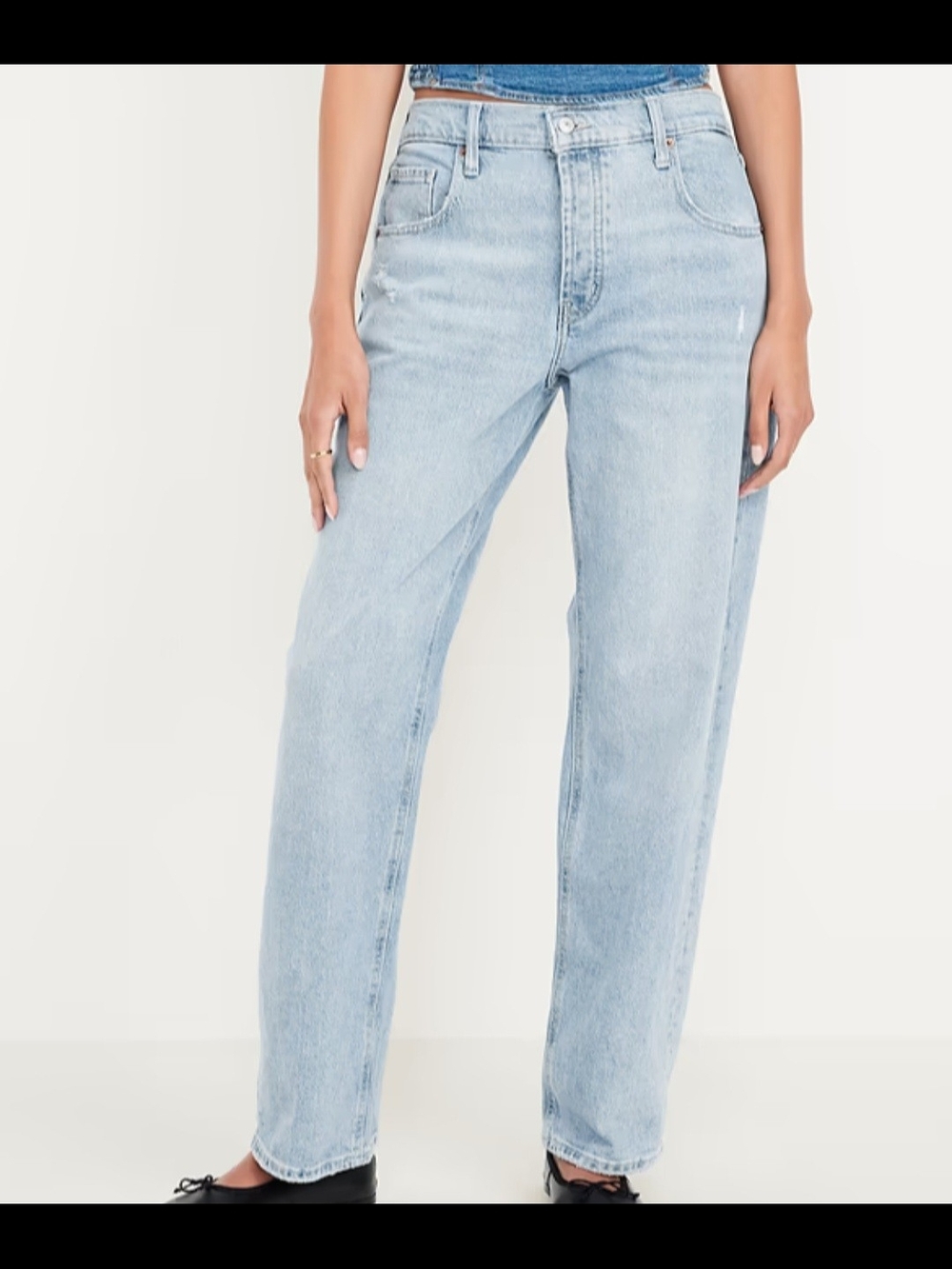 Old Navy Light Blue Slouchy Straight Leg Button Fly Jeans - Women's